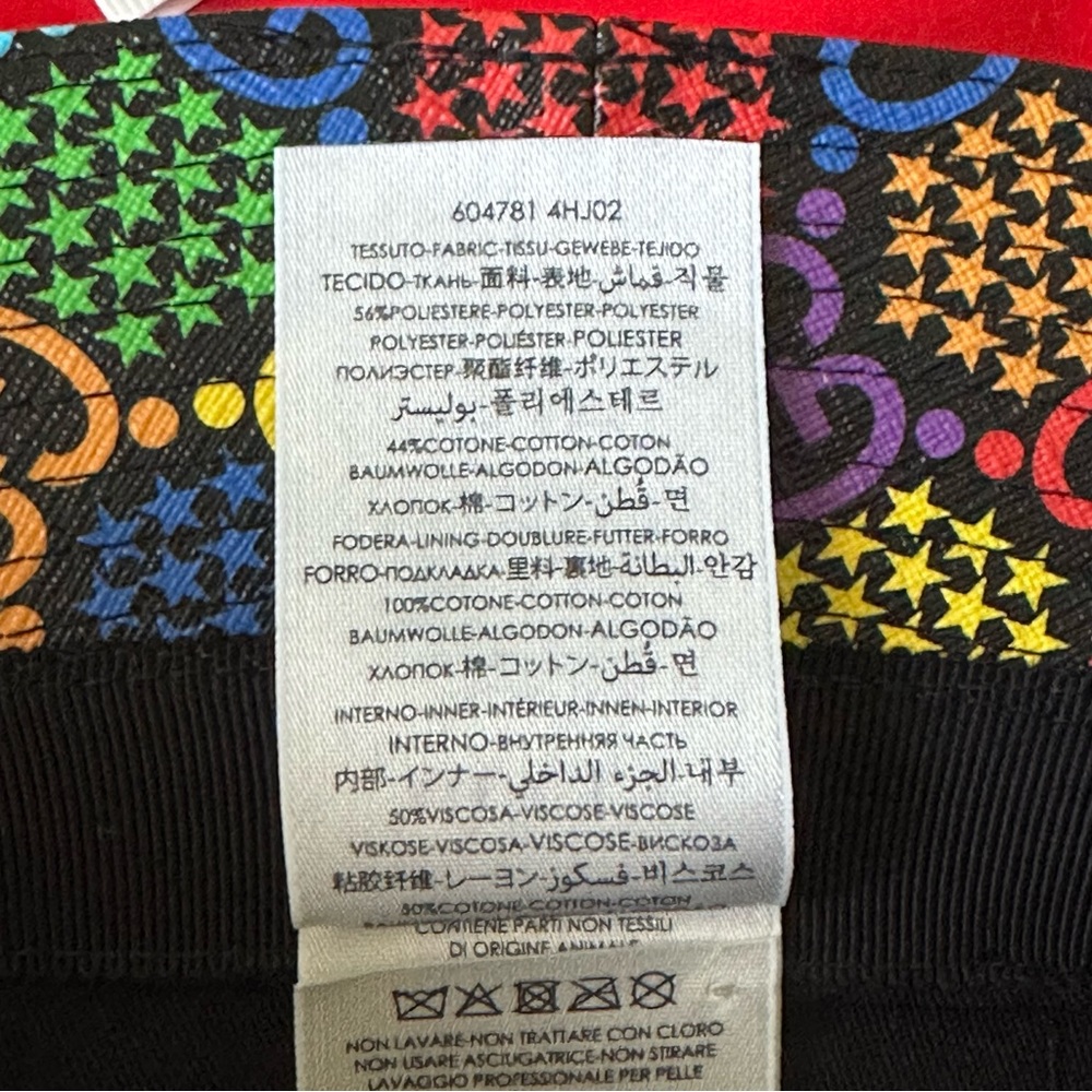 NWT UNISEX Gucci PSYCHEDELIC Black Coated Canvas Fedora GG Star Print Hat - Picture 10 of 10